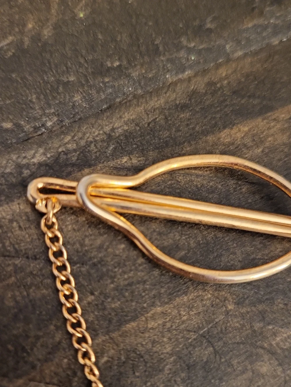 Vintage ORA Agnini Singer Rhinestone Treble Clef Tie Chain Clip Gold Tone